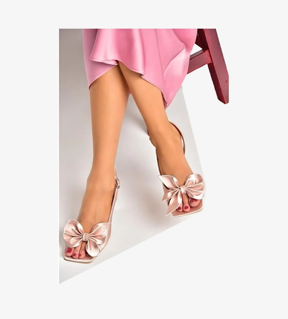 K749384904 Pudra Kumaş Kadın Topuklu Ayakkabı - Görsel 1