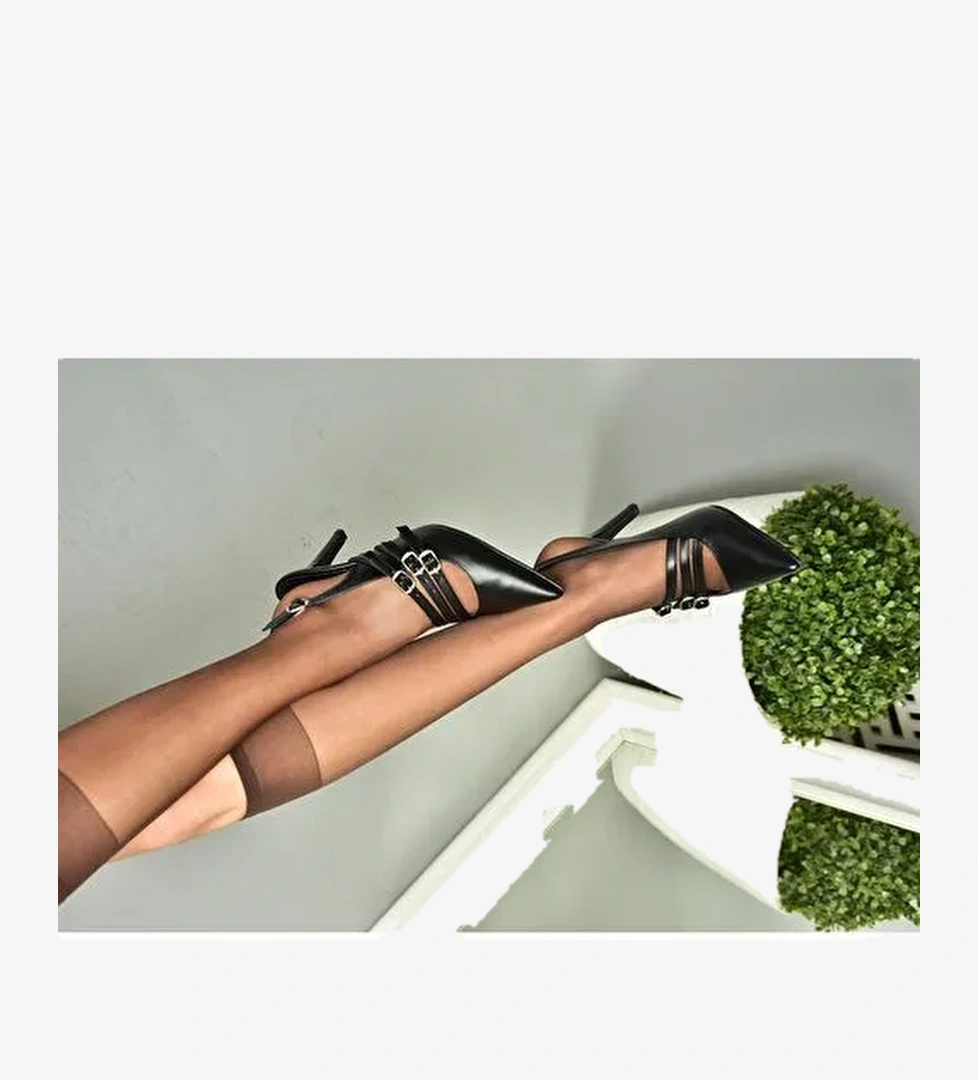 R654218309 Siyah İnce Topuklu Kadın Ayakkabı - Görsel 1