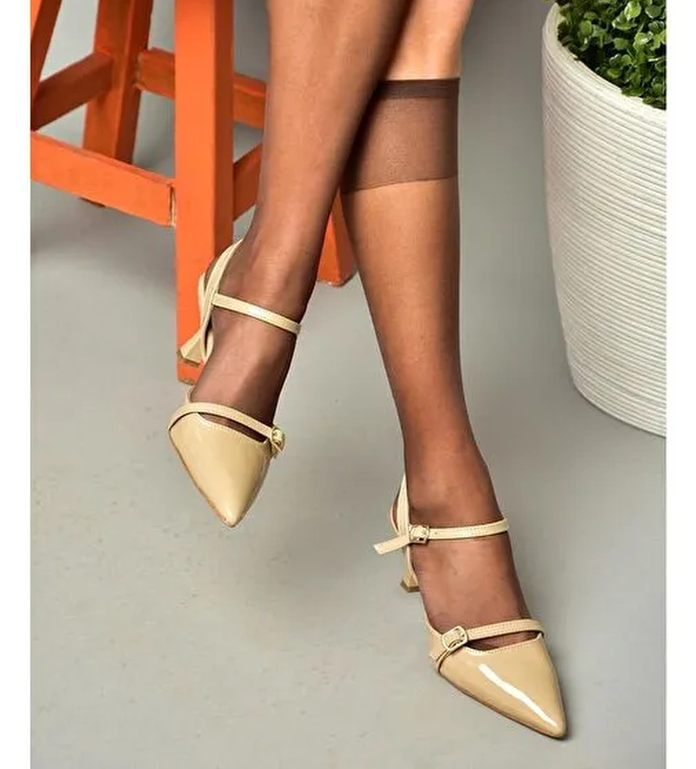 S518081308 Ten Rugan Alçak Topuklu Kadın Ayakkabı - Görsel 1