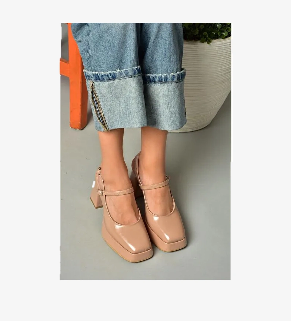 S282030908 Ten Rugan Kalın Topuklu Kadın Ayakkabı - Görsel 1