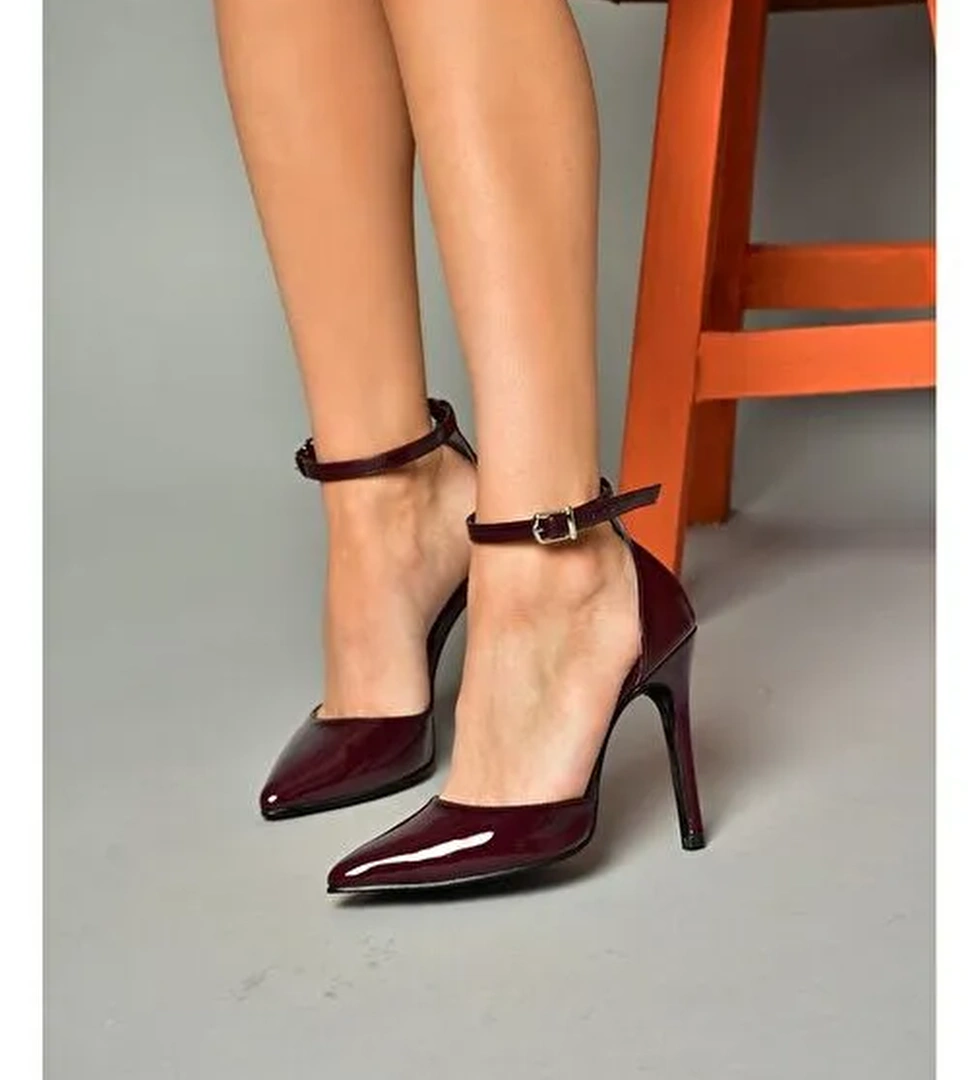 Fox Shoes Bordo Kadın Rugan Topuklu Ayakkabı 12257 - Görsel 1