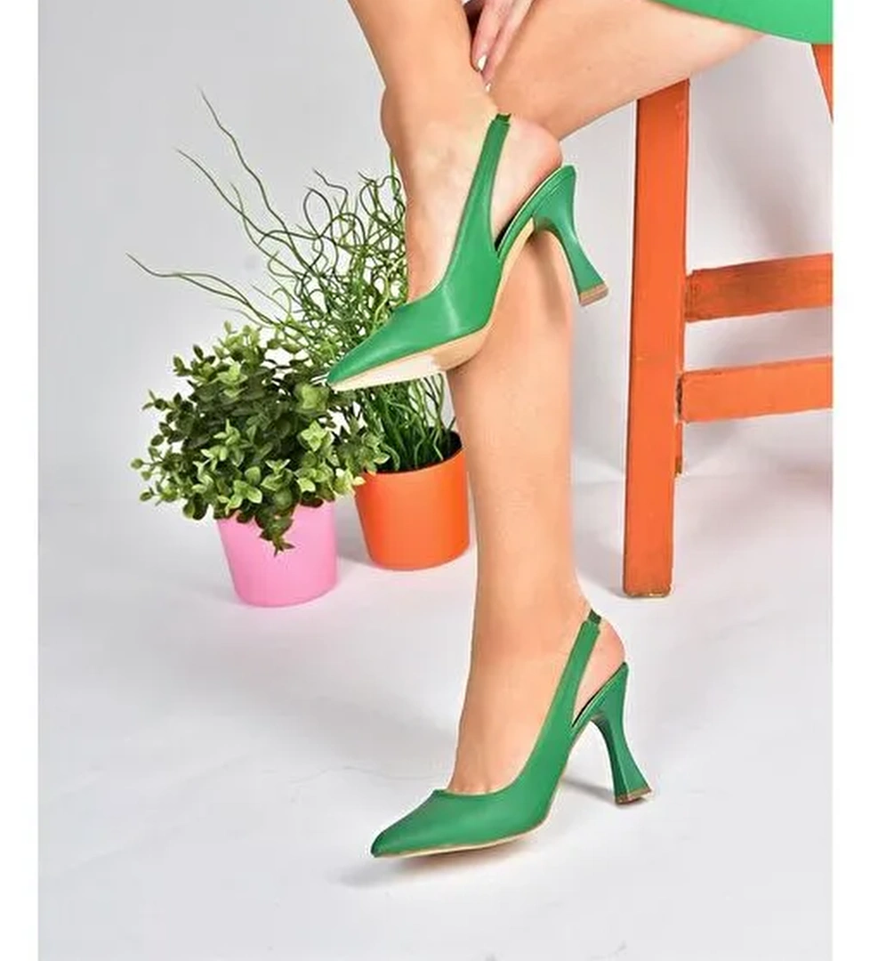P250149009 Yeşil Kalın Topuklu Kadın Ayakkabı - Görsel 1