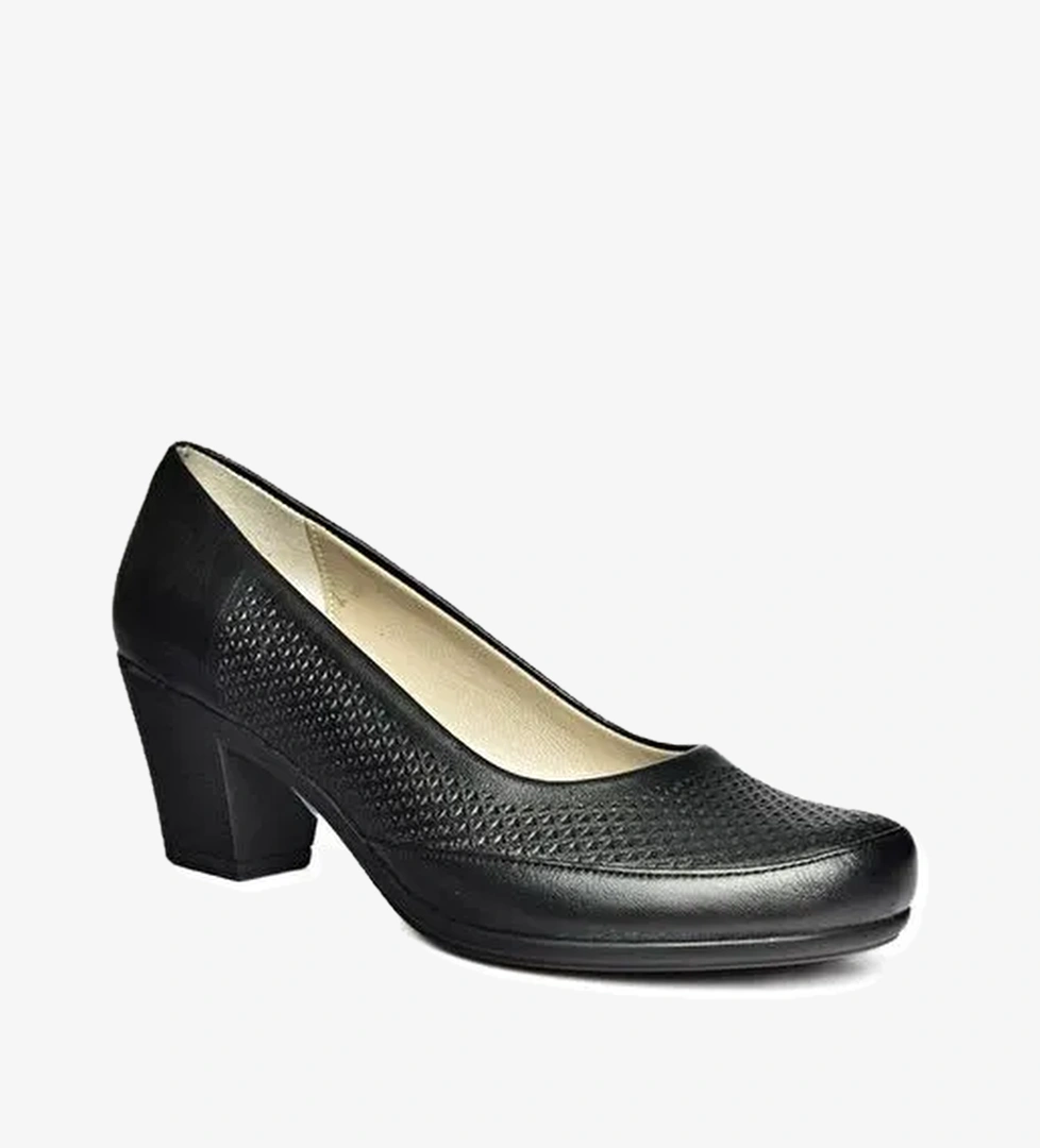 Fox Shoes Siyah Kadın Deri Topuklu Ayakkabı 11590 - Görsel 1