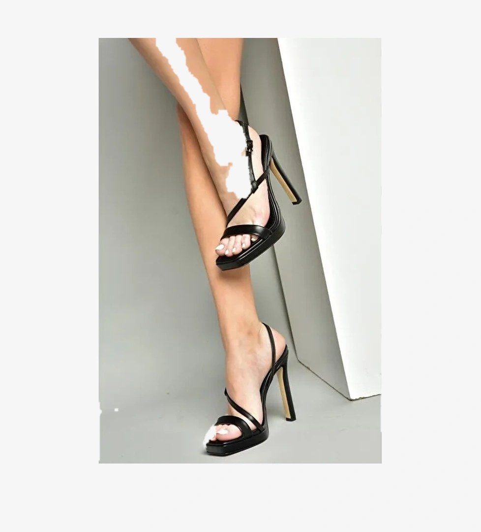 S569616609 Siyah Yüksek Topuklu Kadın Abiye Ayakkabı - Görsel 1