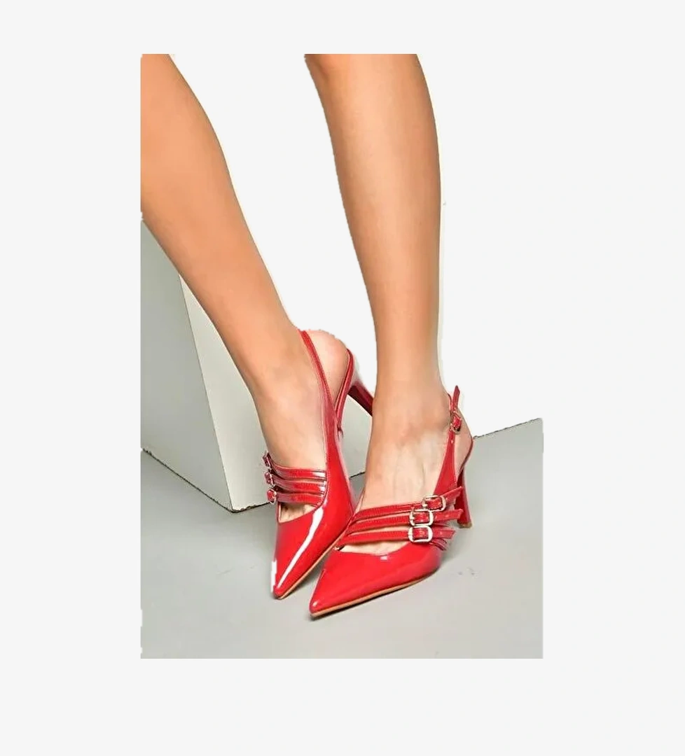 Fox Shoes Kırmızı Kadın Rugan Topuklu Ayakkabı 11911 - Görsel 1