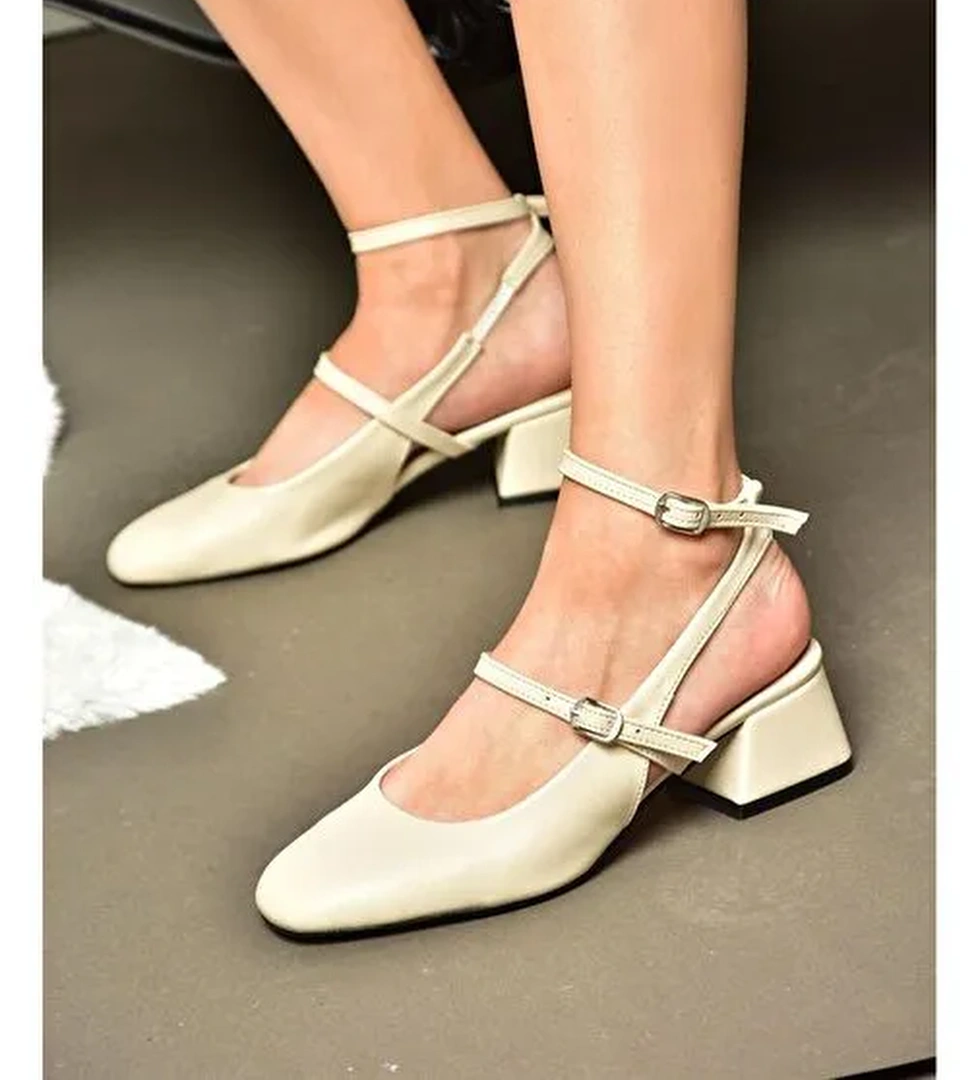 Fox Shoes Bej Kadın Topuklu Ayakkabı 11235 - Görsel 1