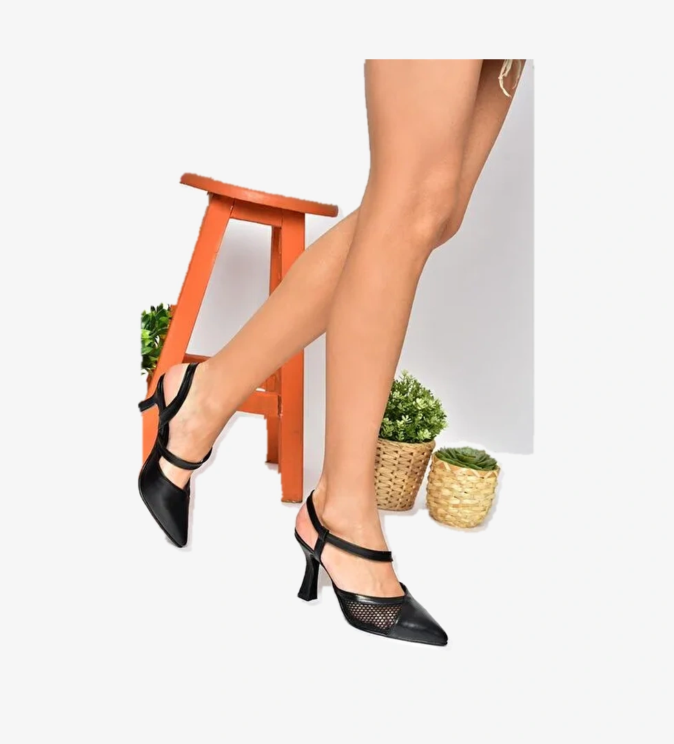 Fox Shoes Siyah Kadın Topuklu Ayakkabı 10613 - Görsel 1