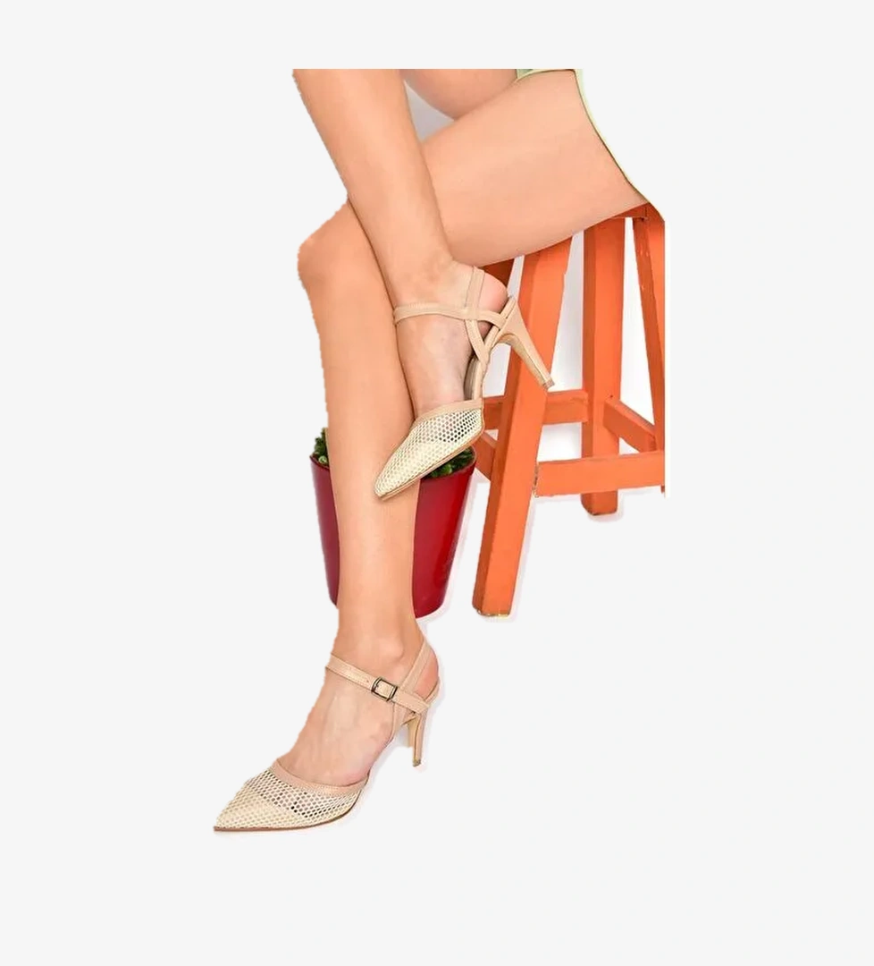 P372441315 Ten File Detaylı Topuklu Kadın Ayakkabı - Görsel 1