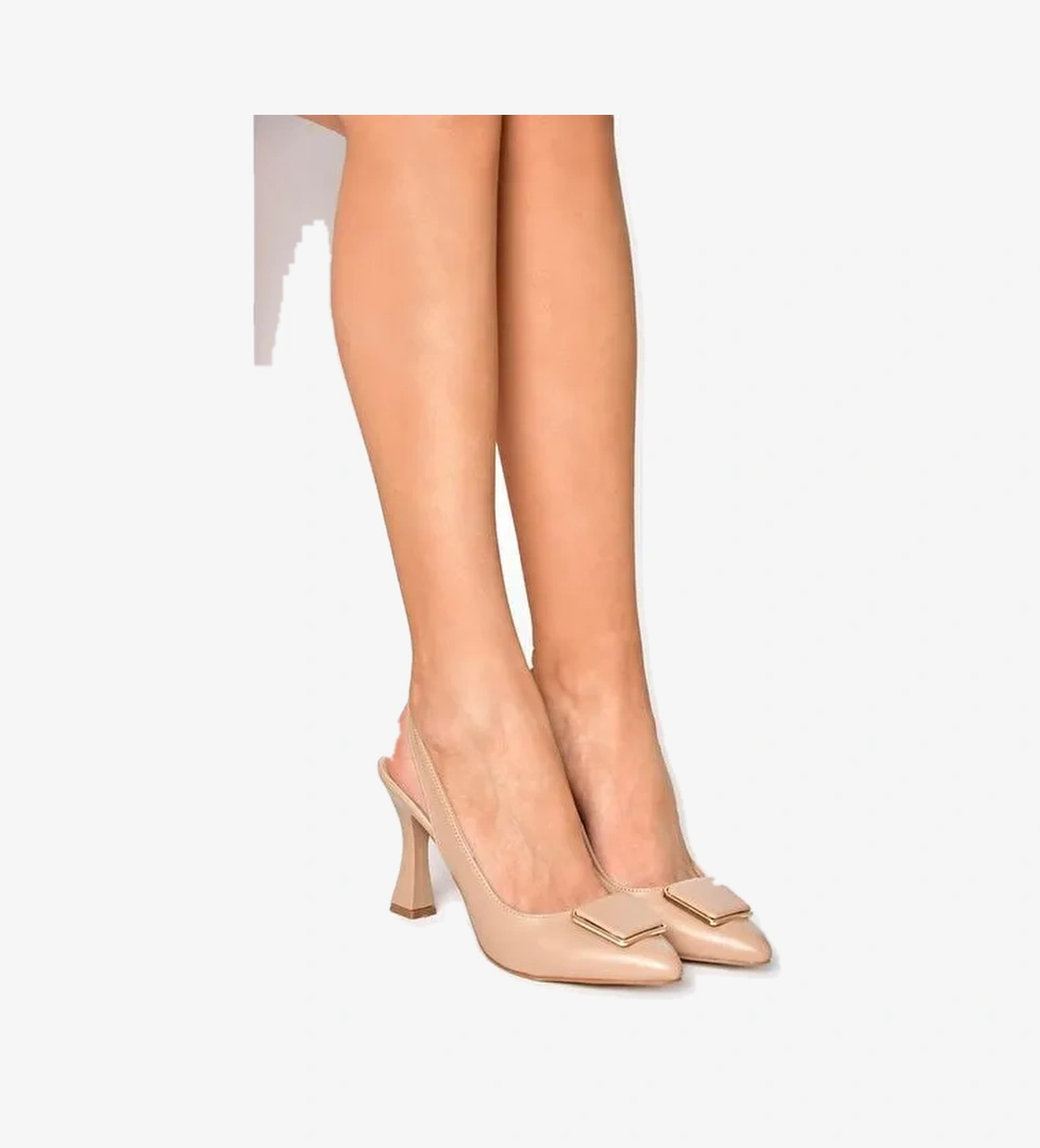 Fox Shoes Bej Kadın Topuklu Ayakkabı 10340 - Görsel 1