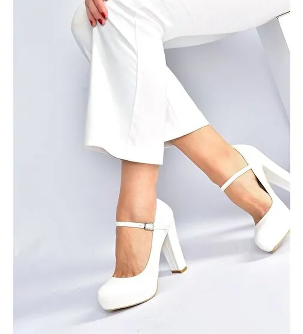 Beyaz Platform Topuklu Kadın Abiye Ayakkabı M348007209 - Görsel 1