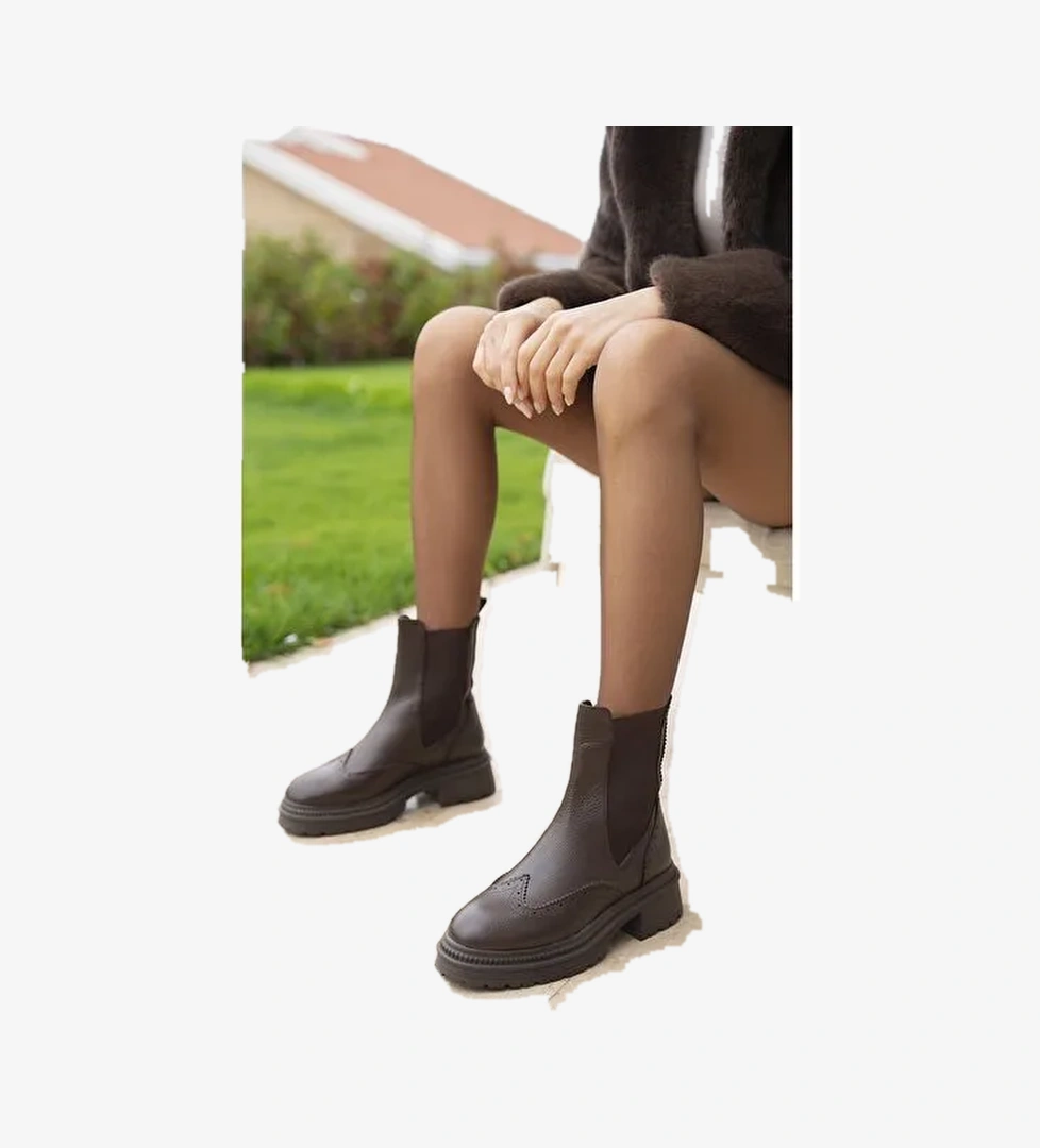 Parades Kahve Hakiki Deri Bot - Görsel 1