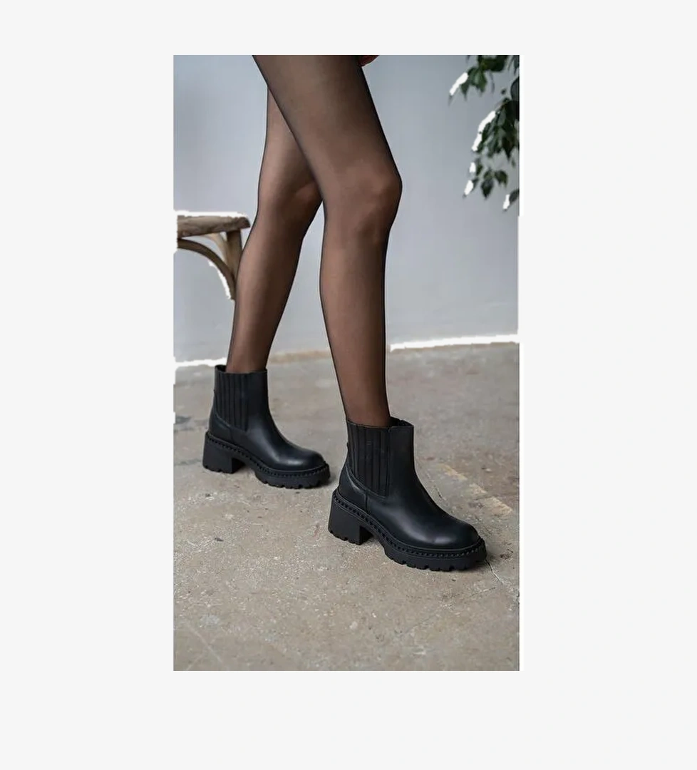 Zeyna Siyah Hakiki Deri Bot - Görsel 1