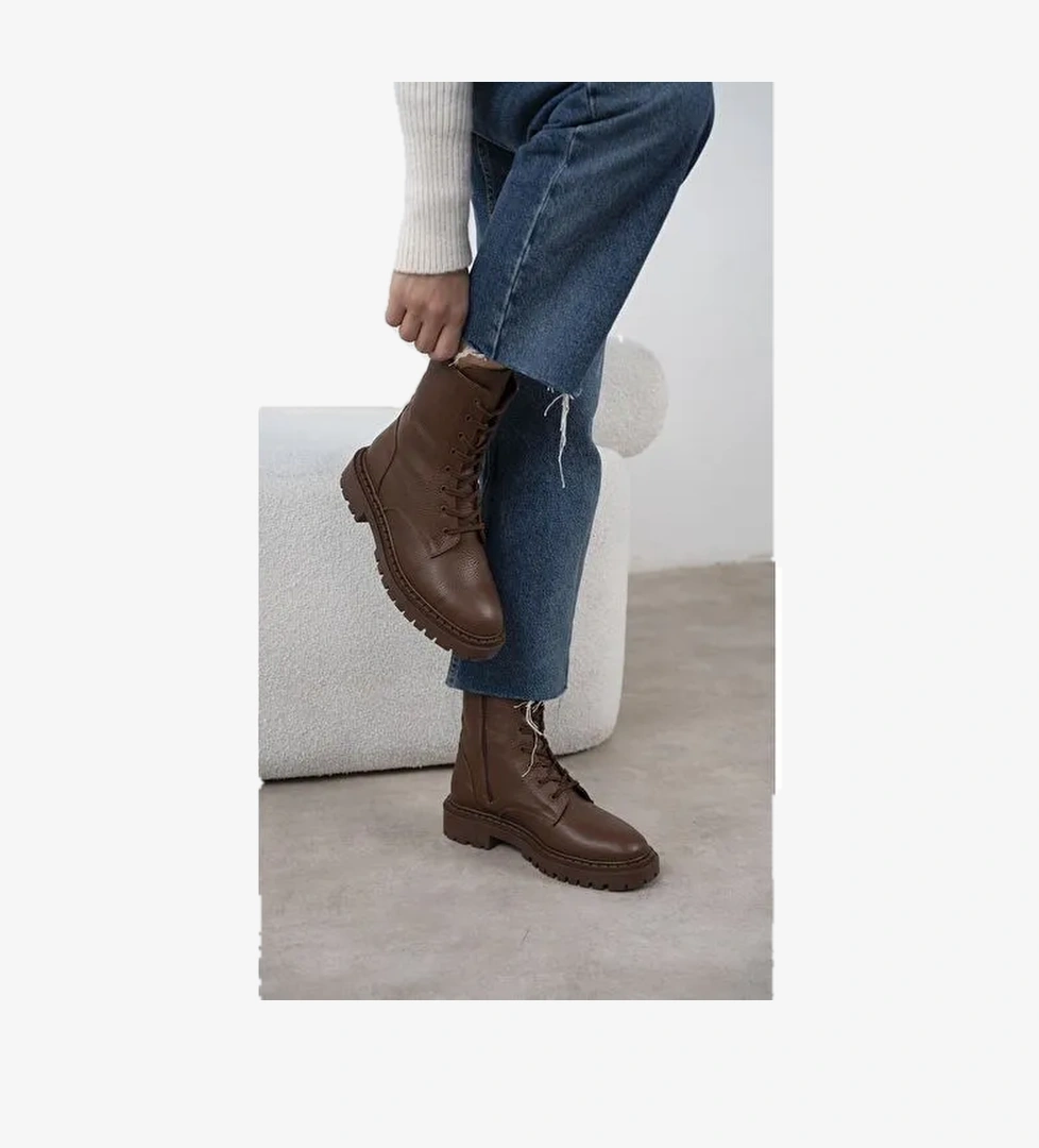 Danita Kahve Deri Postal - Görsel 1