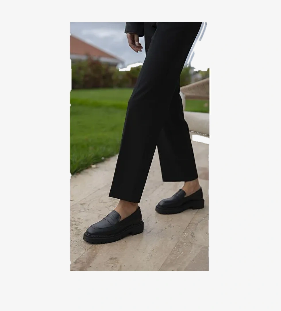 Ece'nin Butiği Siyah Kadın Deri Loafer Oisin-447 - Görsel 1