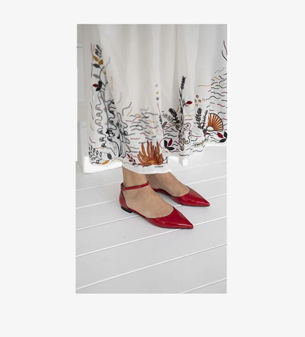 Ece'nin Butiği Kırmızı Kadın Rugan Babet Yannick-383 - Görsel 1