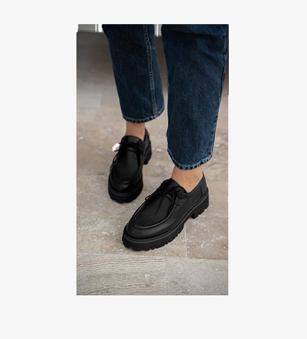 Ece'nin Butiği Siyah Kadın Deri Günlük Ayakkabı Stew-1 - Görsel 1