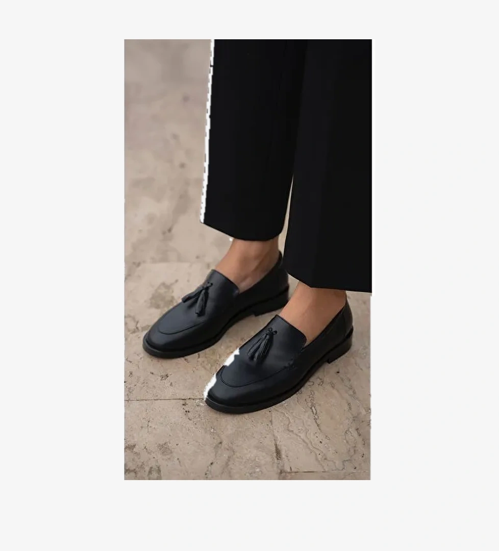 Ece'nin Butiği Siyah Kadın Deri Loafer Nick-1 - Görsel 1