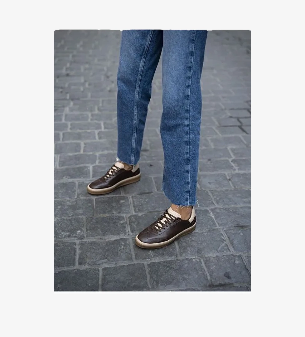 Ece'nin Butiği Kahverengi-Bej Kadın Deri Sneaker Kubo-440 - Görsel 1