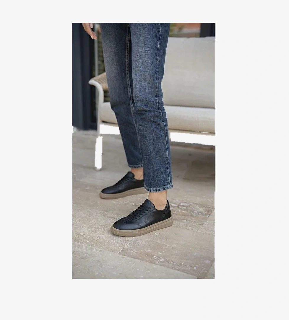 Ece'nin Butiği Siyah Kadın Deri Sneaker Orsic-1 - Görsel 1