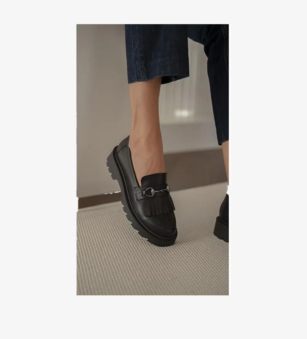 Ece'nin Butiği Siyah Kadın Deri Loafer Osim-1 - Görsel 1