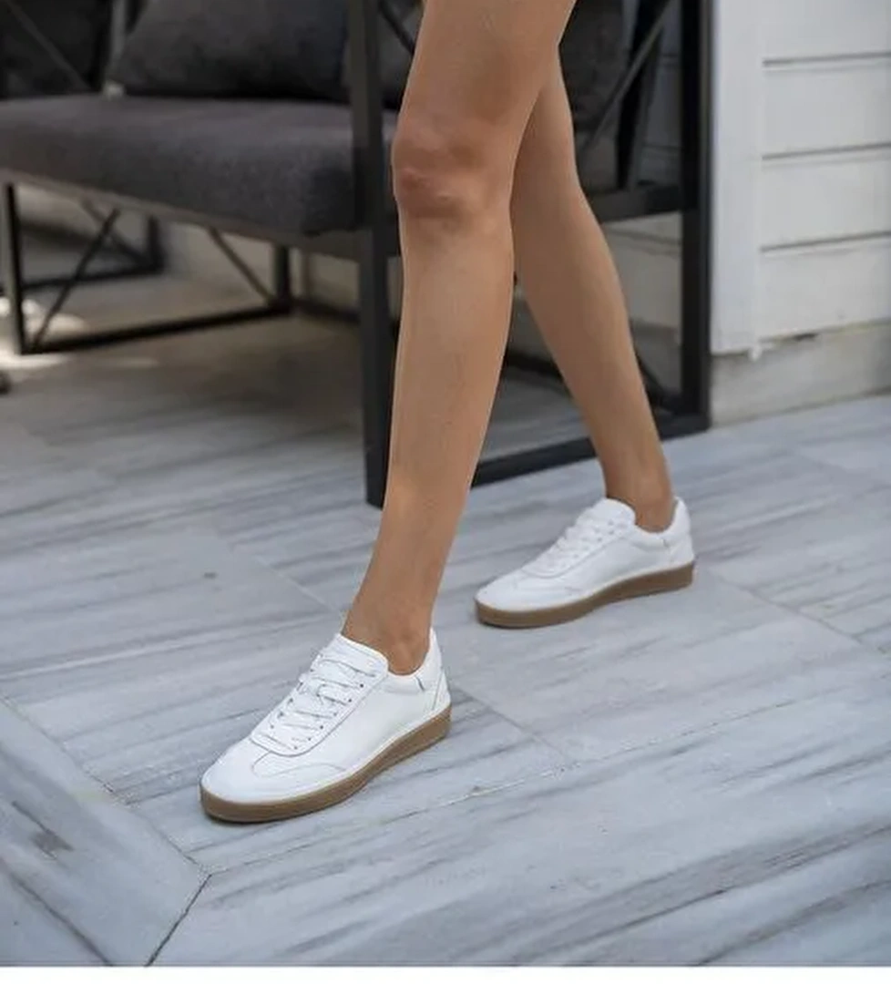 Ece'nin Butiği Beyaz Kadın Deri Sneaker Kubo-2 - Görsel 1