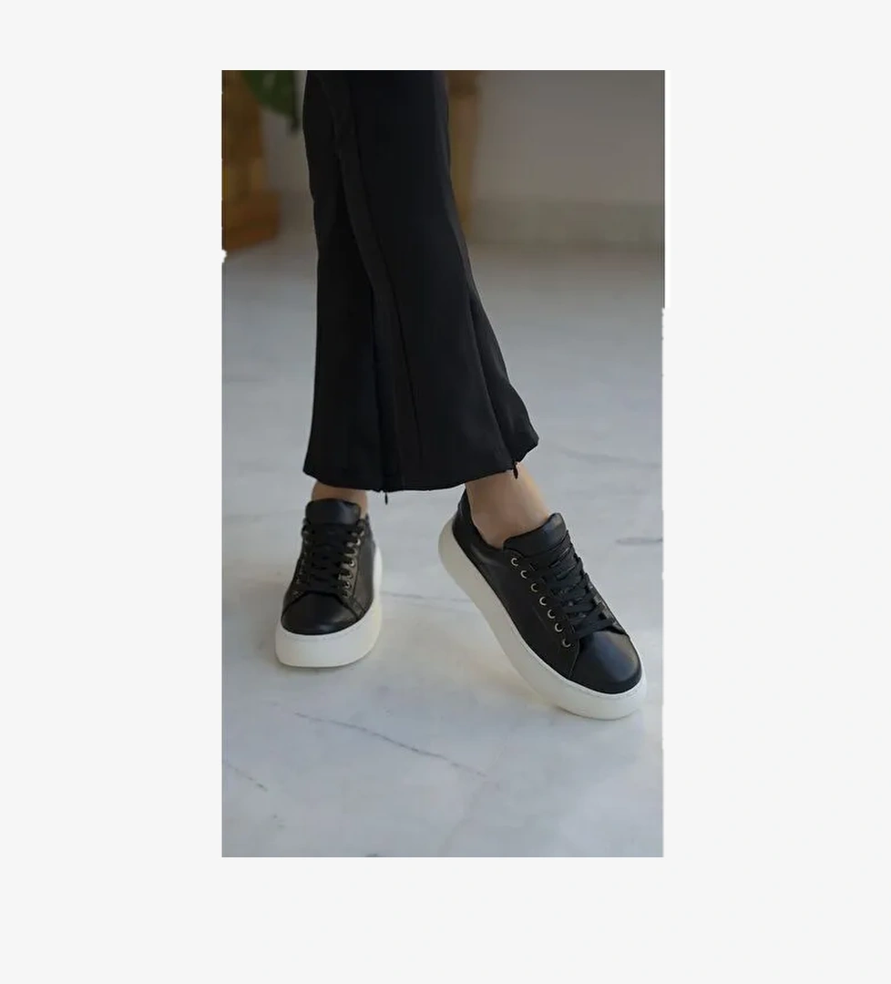 Ece'nin Butiği Siyah Kadın Deri Sneaker Finn-447 - Görsel 1