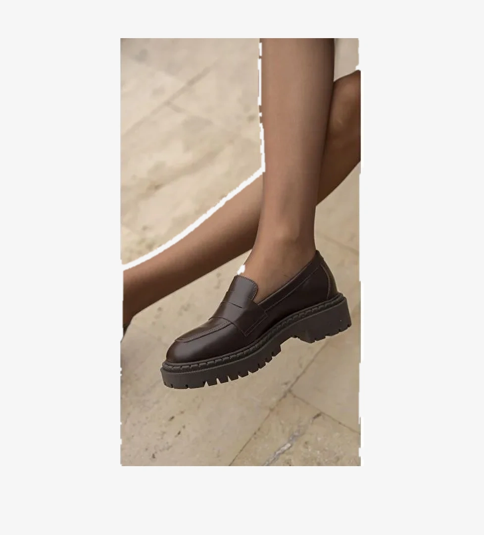 Oisin Kahve Hakiki Deri Kadın Makosen Ayakkabı - Görsel 1