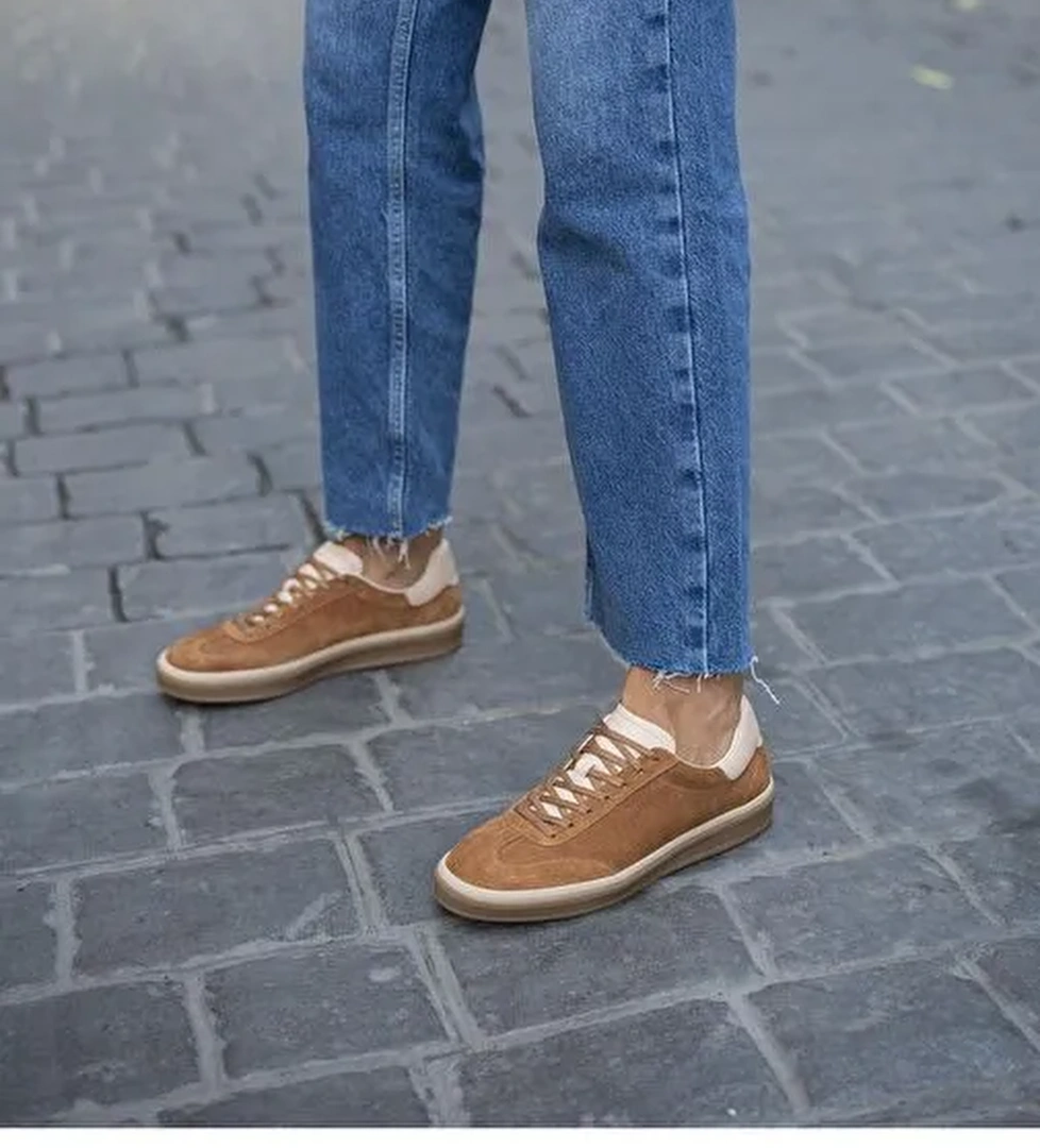 Ece'nin Butiği Taba Kadın Süet Sneaker Kubo-71 - Görsel 1