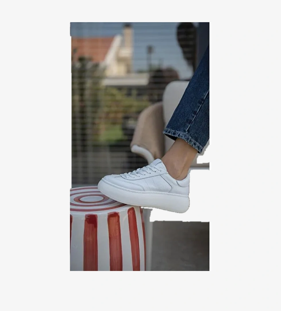 Ece'nin Butiği Beyaz Kadın Deri Sneaker Baena-2 - Görsel 1