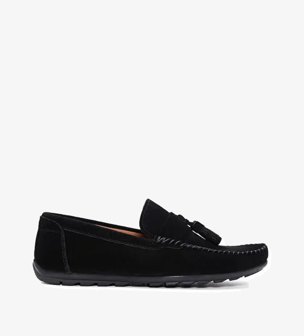 Erkek Siyah Püsküllü Süet Deri Casual Loafer 25SFD754610 - Görsel 1