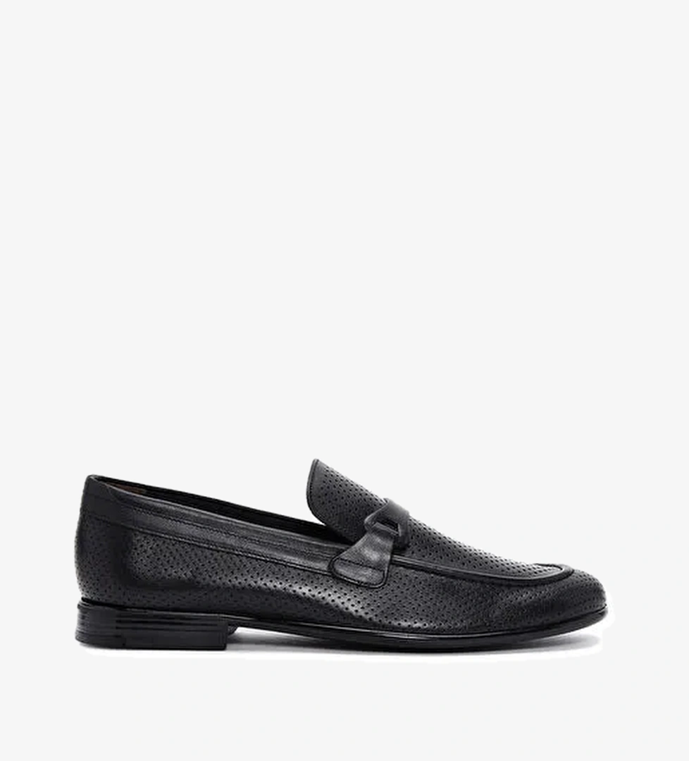 Erkek Siyah Deri Casual Loafer 25SFD6007DI - Görsel 1
