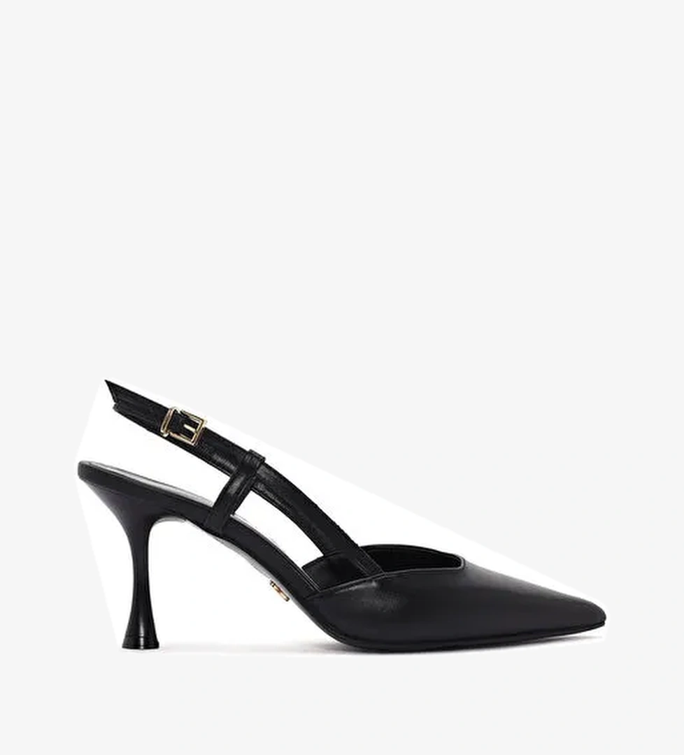 Derimod Derimod Kadın Siyah Arkası Açık Topuklu Deri Ayakkabı 25SFD160218 Sandalet & Terlik | Boyner Siyah - 1. görsel