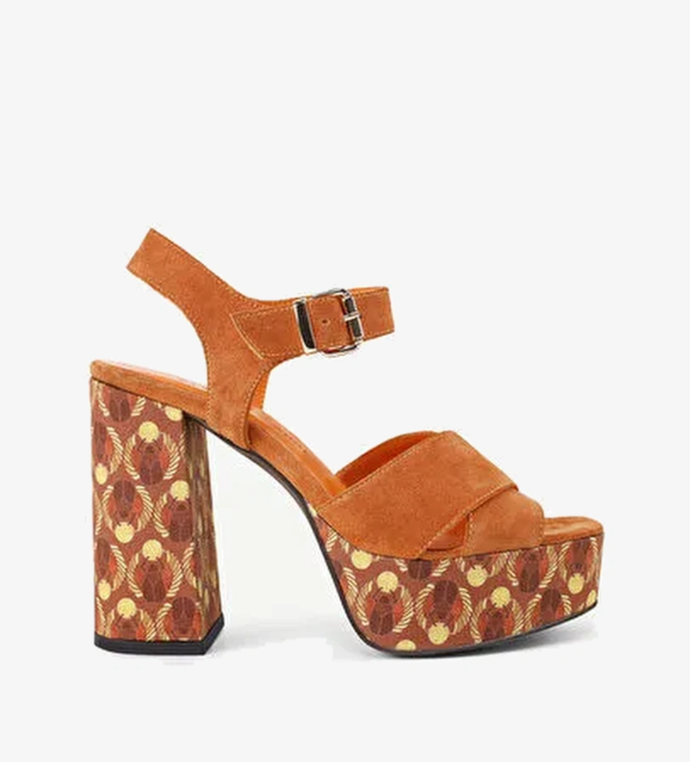 Yargıcı Turuncu Kadın Süet Platform Topuklu Ayakkabı 24YKAY4543X - Görsel 1