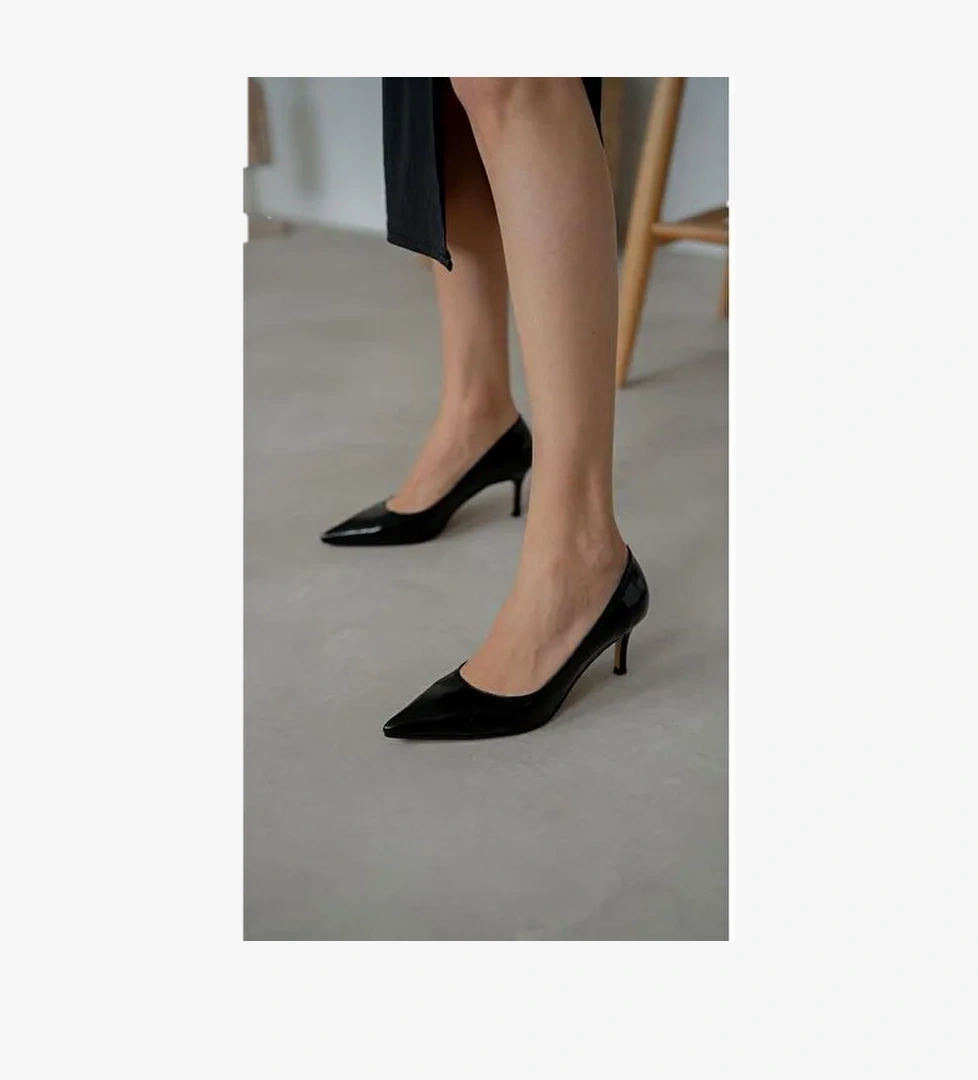 Ece'nin Butiği Siyah Kadın Deri Topuklu Ayakkabı Brant-1 - Görsel 1