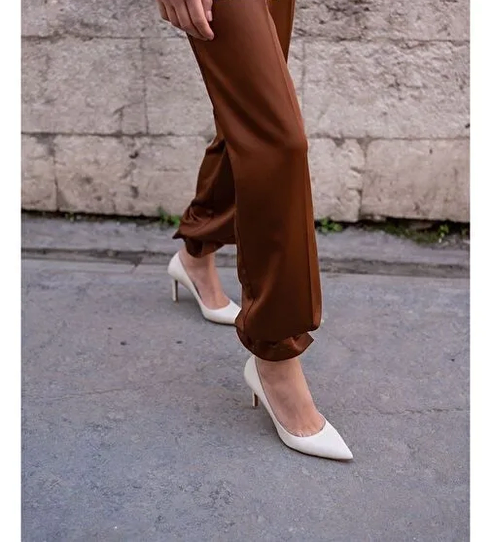 Pael Ekru Deri Stiletto - Görsel 1