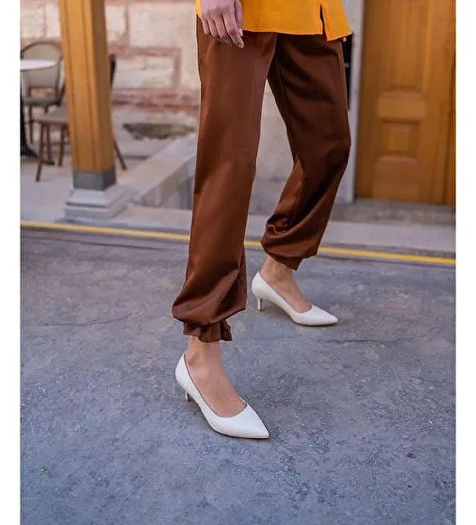 Nell Ekru Deri Stiletto - Görsel 1