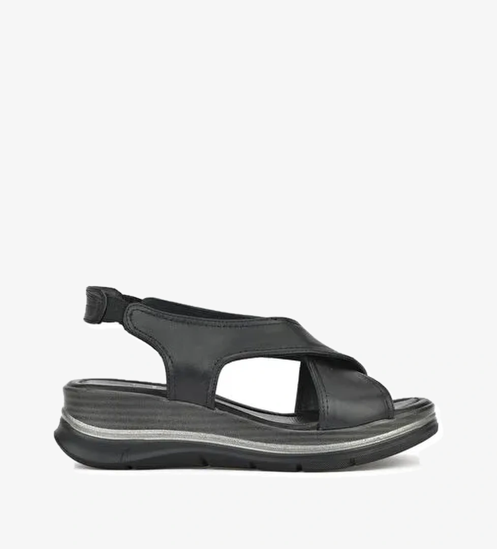 Ziya Siyah Kadın Deri Sandalet 1511020Z2562_000 - Görsel 1