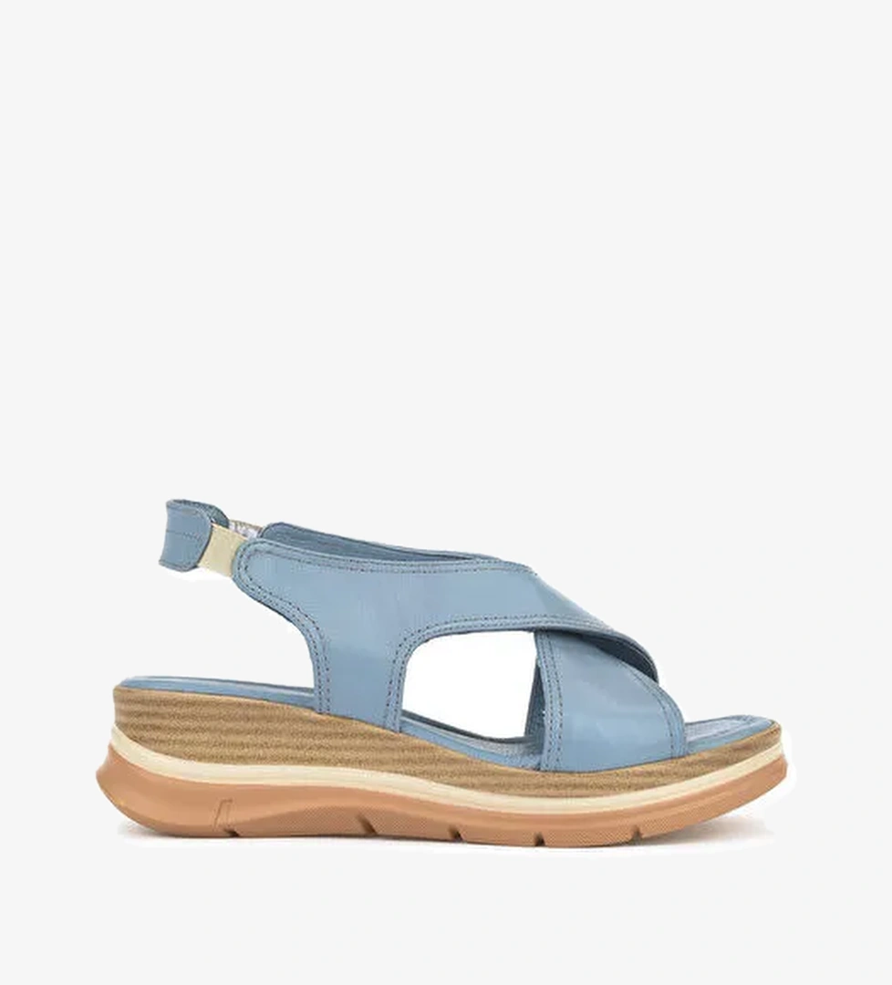 Ziya Mavi Kadın Deri Sandalet 1511020Z2562_210 - Görsel 1