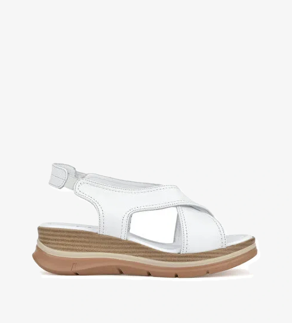 Ziya Beyaz Kadın Deri Sandalet 1511020Z2562_500 - Görsel 1