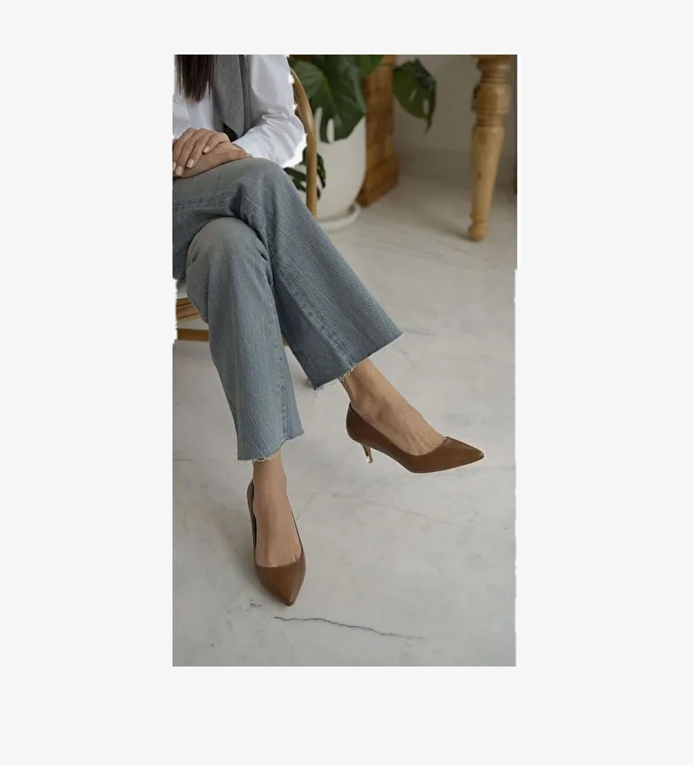 Ece'nin Butiği Kahverengi Kadın Deri Stiletto Nell-122 - Görsel 1