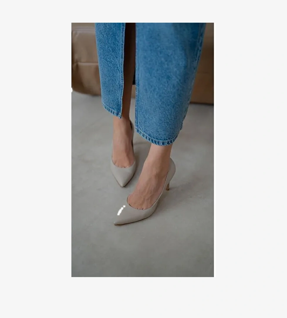 Ece'nin Butiği Bej Kadın Deri Stiletto Pael-50 - Görsel 1