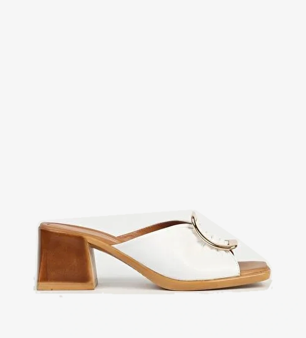 Pierre Cardin Beyaz Kadın Topuklu Terlik PC-54629-Beyaz - Görsel 1