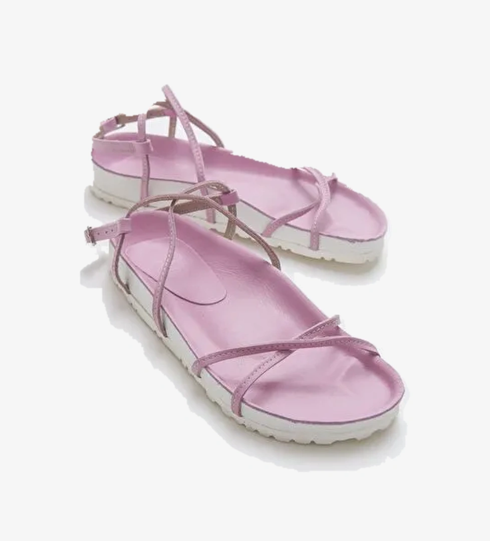 MUSE Hakiki Deri Pembe Kadın Sandalet - Görsel 1