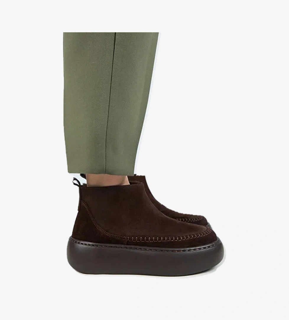 Manijero (Carolina) Kadın Hakiki Deri İçi Kürklü Mini Kahve Bot - Görsel 1