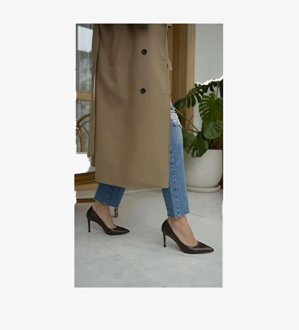 Ece'nin Butiği Kahverengi Kadın Deri Stiletto Pael-534 - Görsel 1