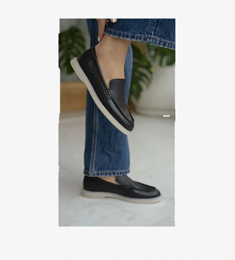 Ece'nin Butiği Siyah Kadın Deri Günlük Ayakkabı Elroy-1 - Görsel 1