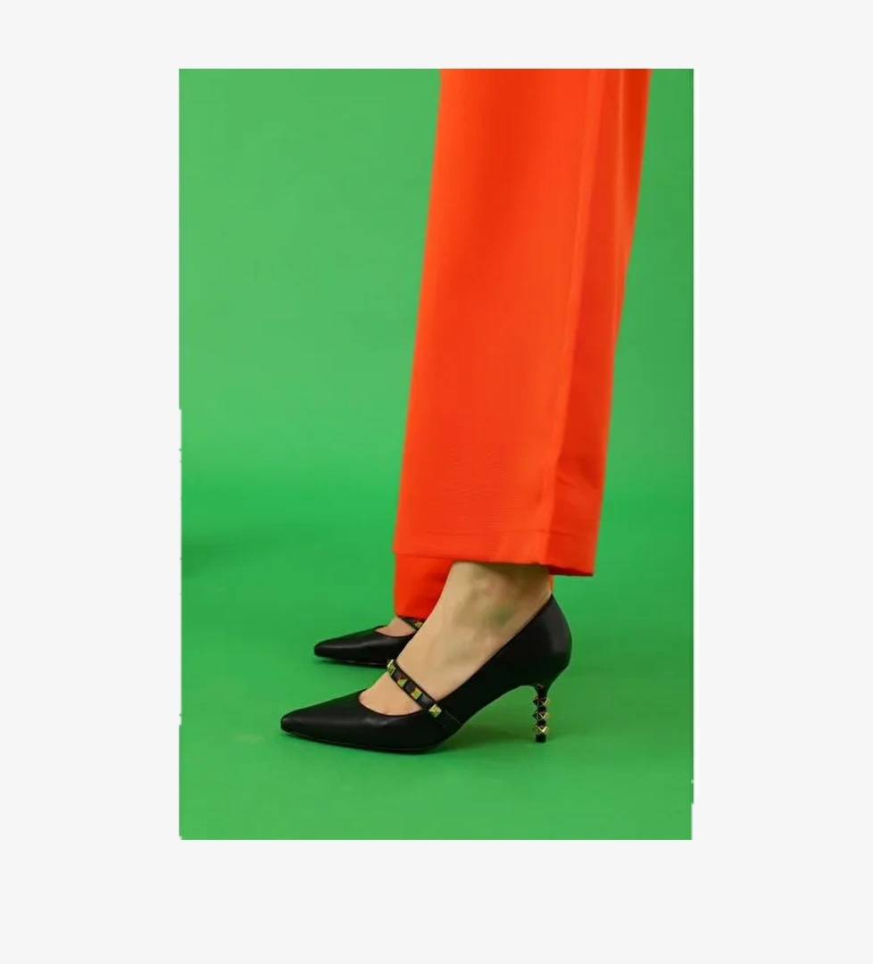 Veruca Gerçek Deri Kadın Topuklu Ayakkabı Siyah - Görsel 1