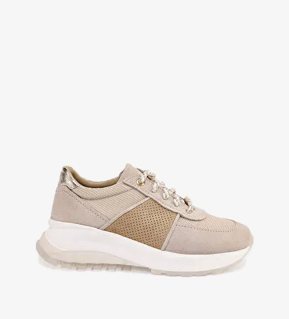 Yargıcı Bej Kadın Deri - Kumaş Espadril 24YKAY4564X - Görsel 1