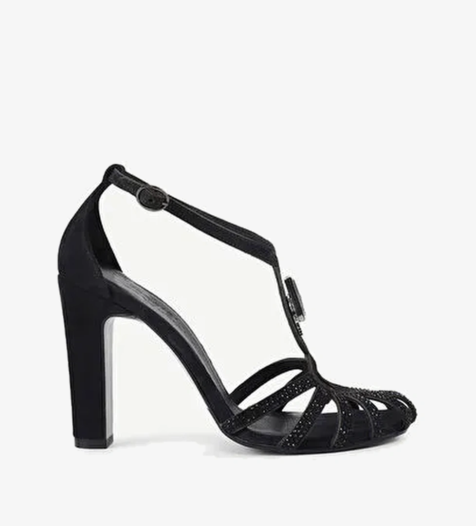 Yargıcı Siyah Kadın Süet Topuklu Ayakkabı 24YKAY4607X - Görsel 1