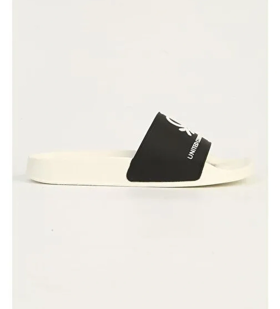 United Colors of Benetton Siyah-Beyaz Kadın Terlik BN-1431-Beyaz Siyah - Görsel 1